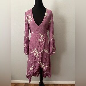 O'Neill Mauve Floral Long Sleeve Wrap Dress